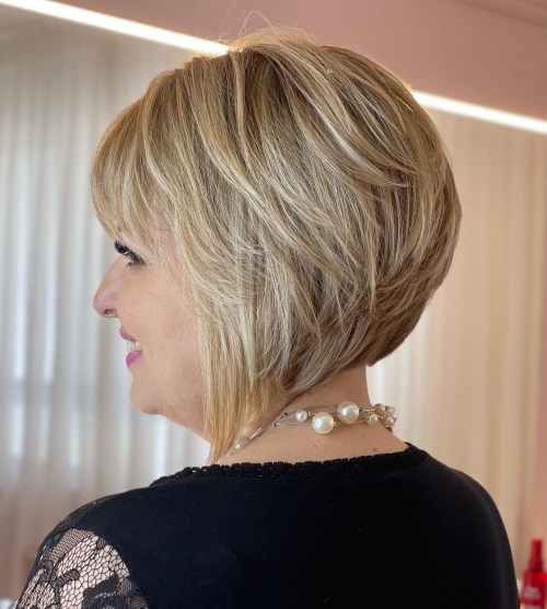 Stacked Blonde Balayage Bixie