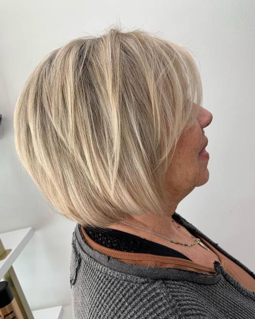 60+ Short Bob with Wispy Layers