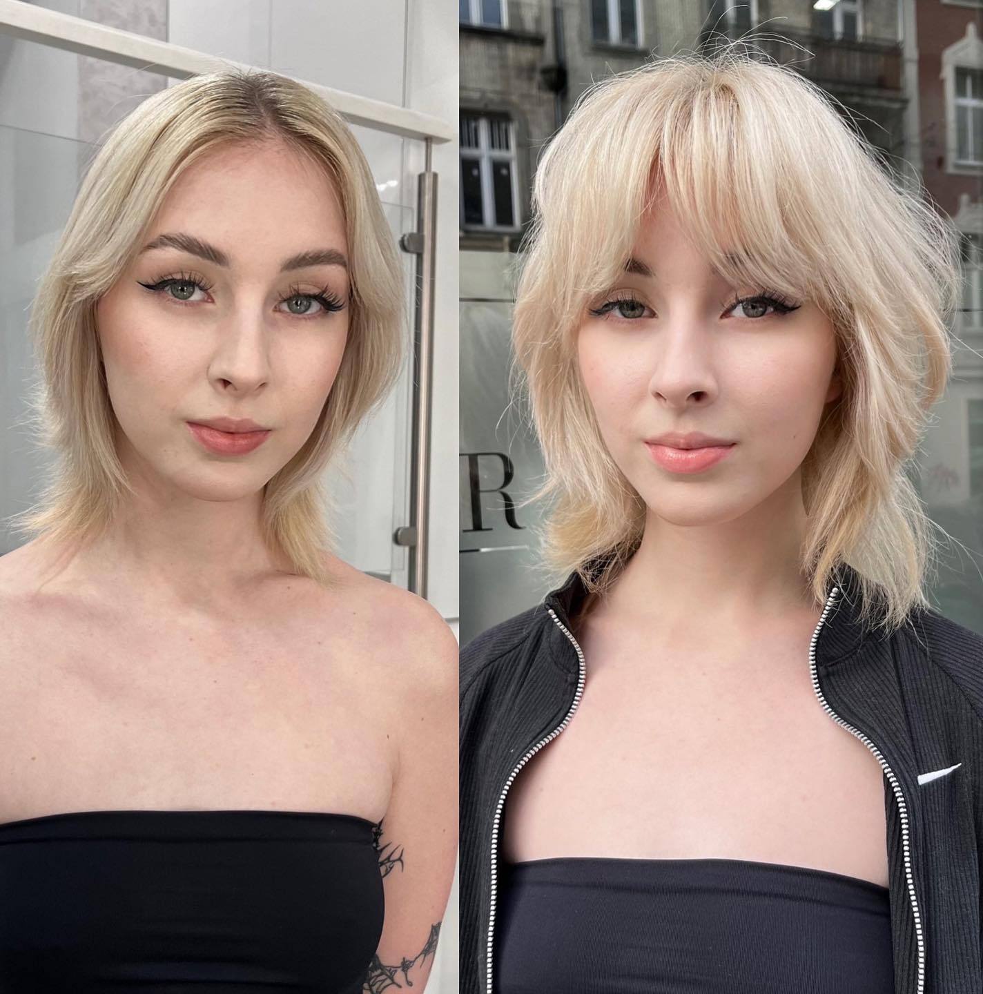 Short Wolf Cut with Long Wispy Bangs