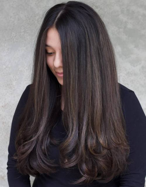 Long Thick Hair with Layered Bottom